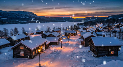 Twilight Mountain Snowfall